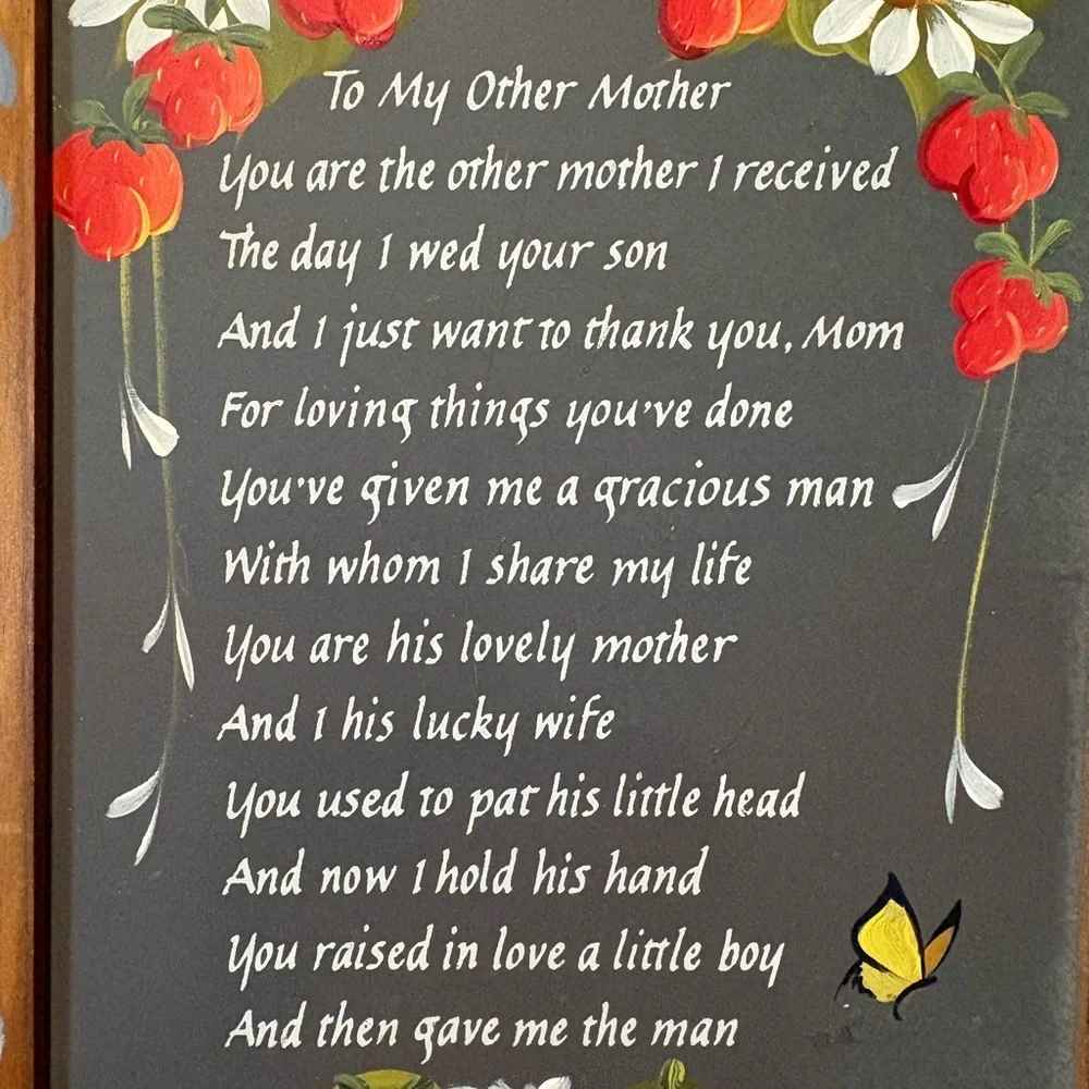 Handmade Rustic Floral Chalkboard Wall Art Poem detail